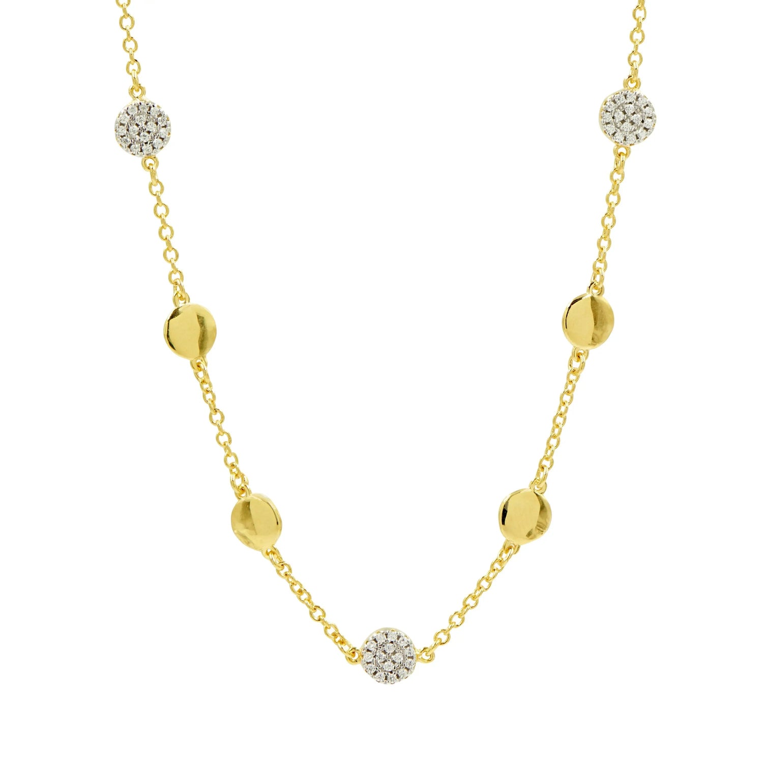 14KGoldandPlatinumonSterlingSilver Radiance 16" Station Necklace Radiance NECKLACE