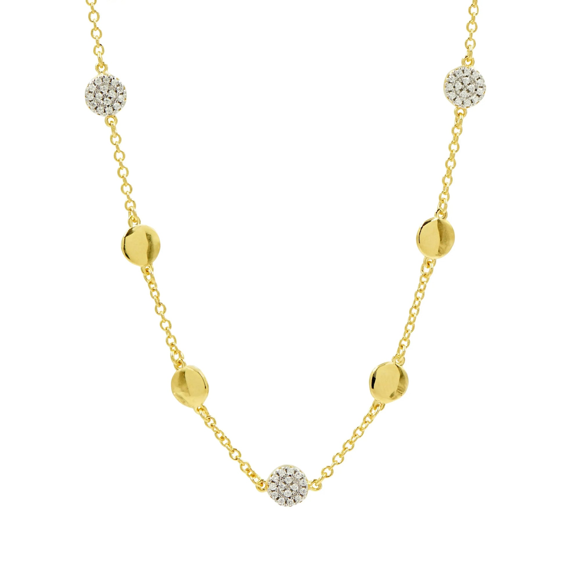 14KGoldandPlatinumonSterlingSilver Radiance 16" Station Necklace Radiance NECKLACE