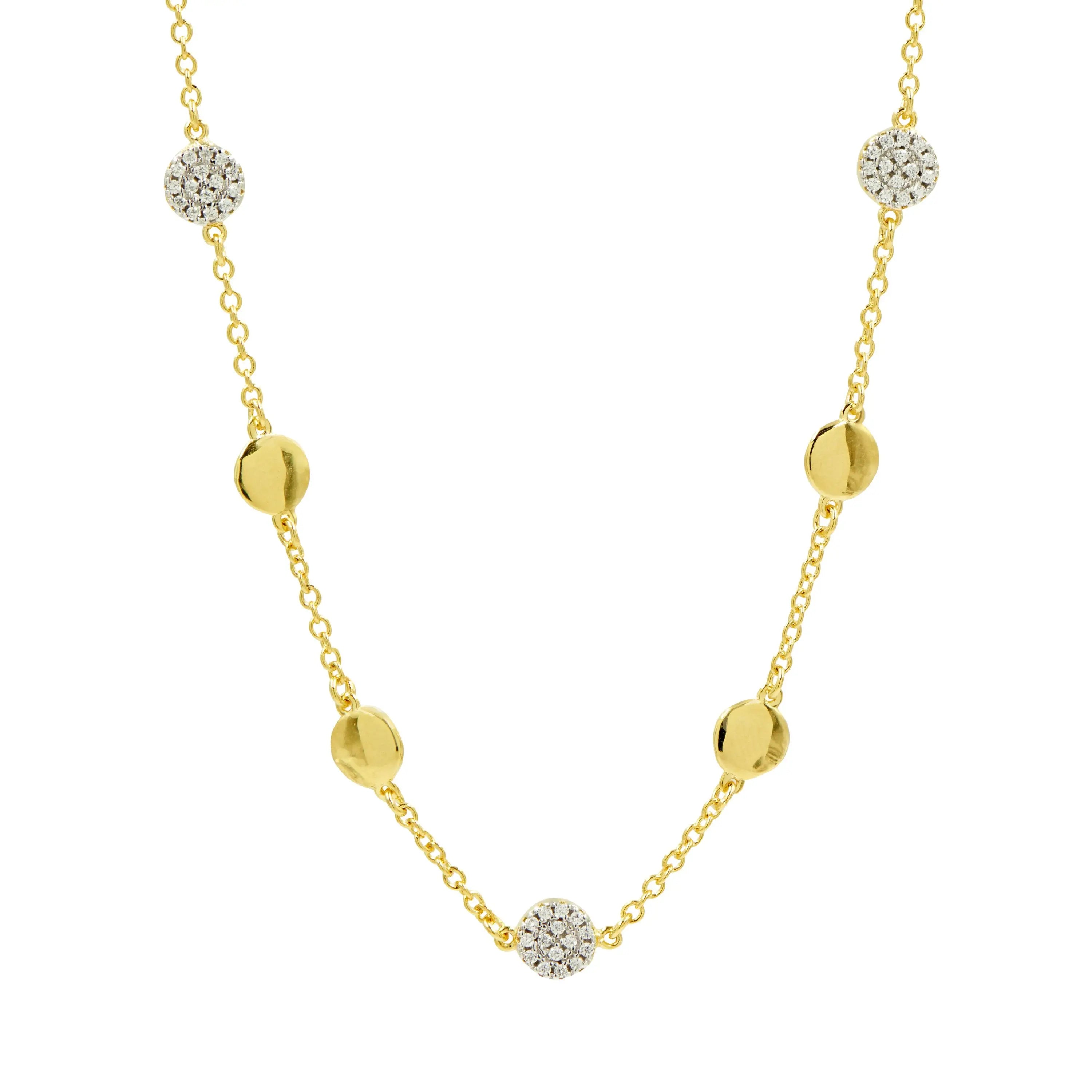 14KGoldandPlatinumonSterlingSilver Radiance 16" Station Necklace Radiance NECKLACE