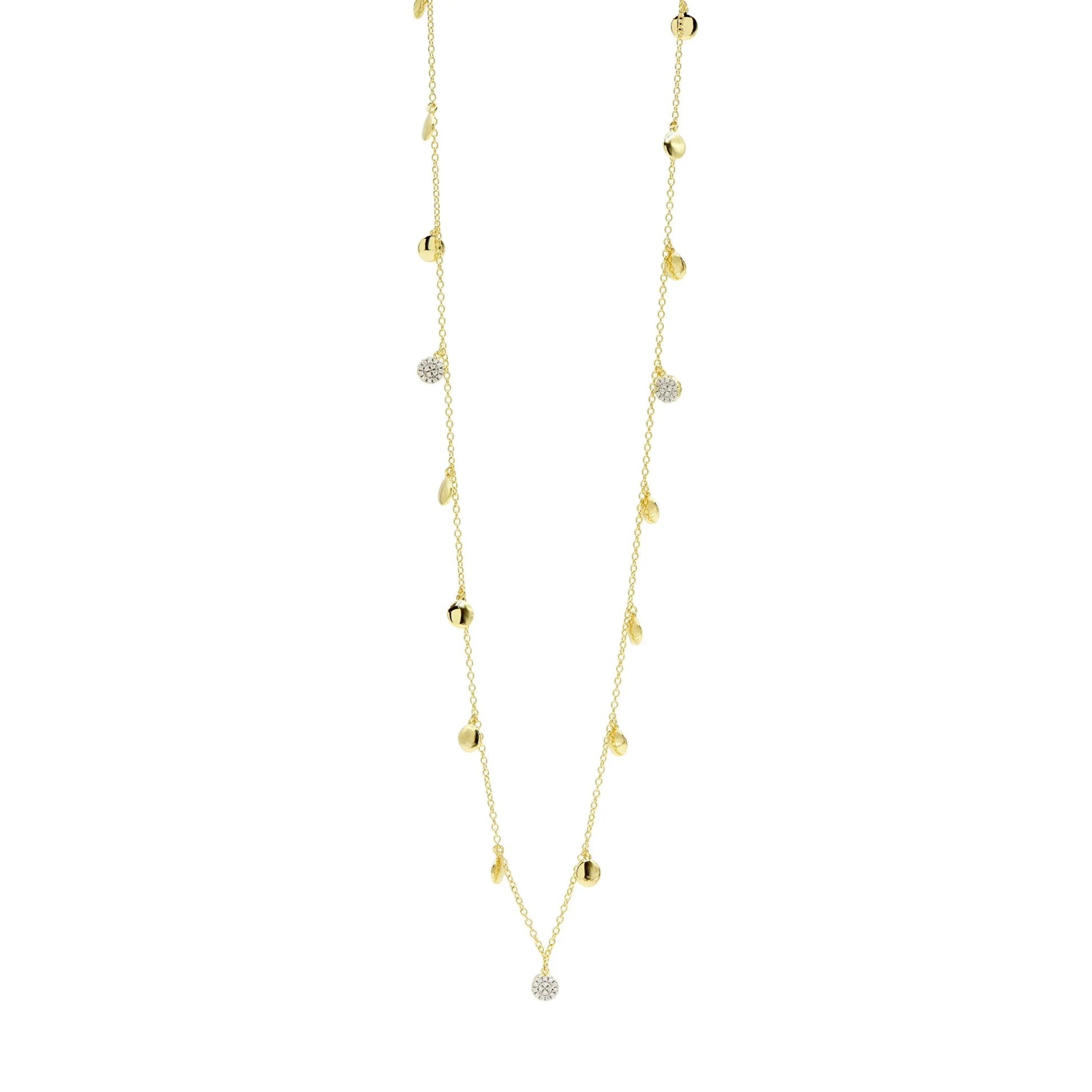 14KGoldandPlatinumonSterlingSilver Radiance Pavé Droplet 36" Long Necklace Radiance NECKLACE