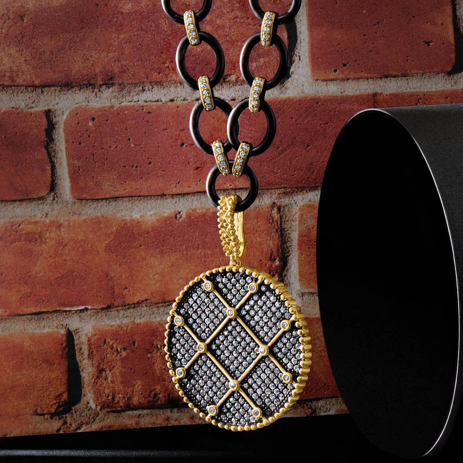 Signature Double Sided Pendant Chain Link Necklace FREIDA ROTHMAN