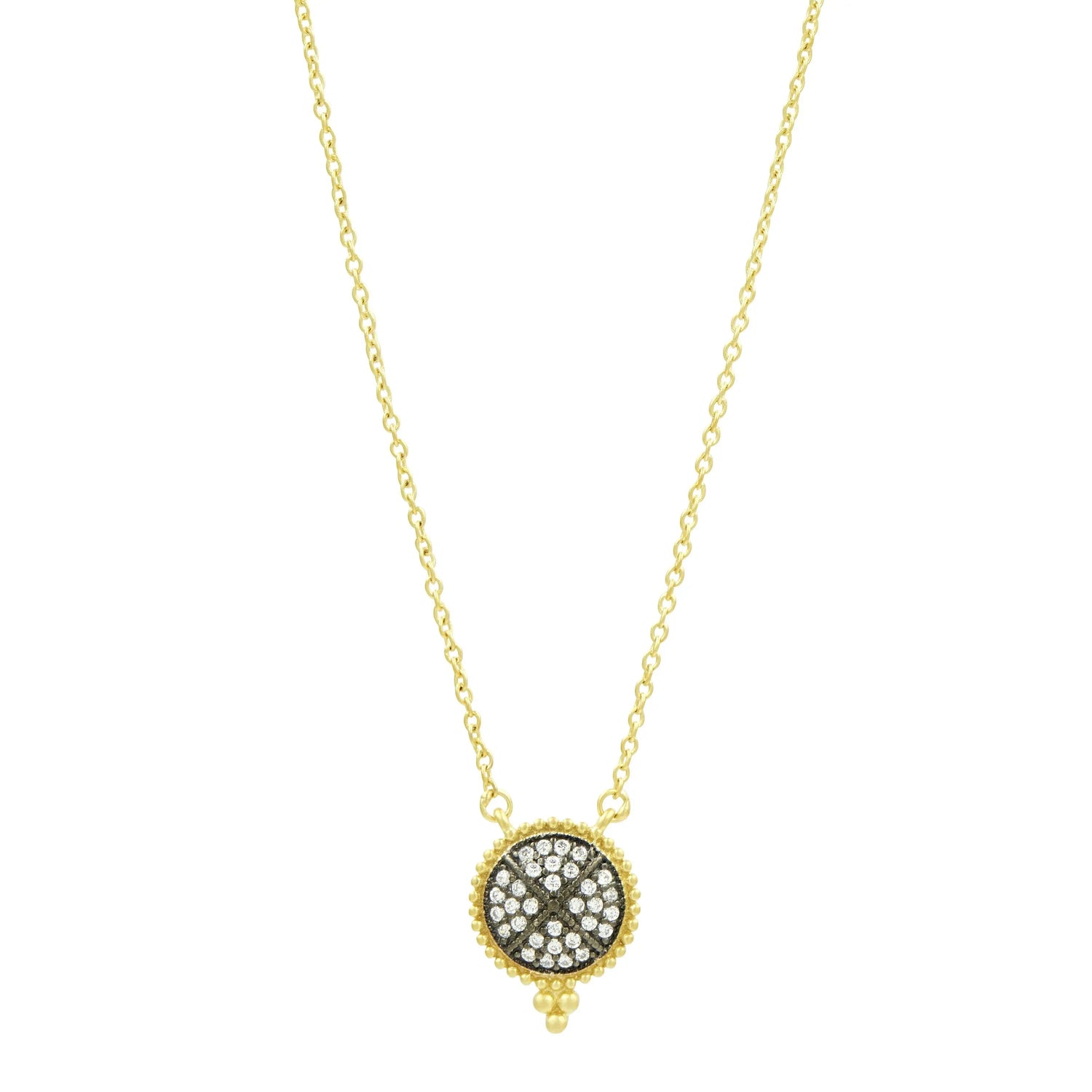 GoldBlack Signature Pavé Disc Pendant Necklace FREIDA ROTHMAN NECKLACE