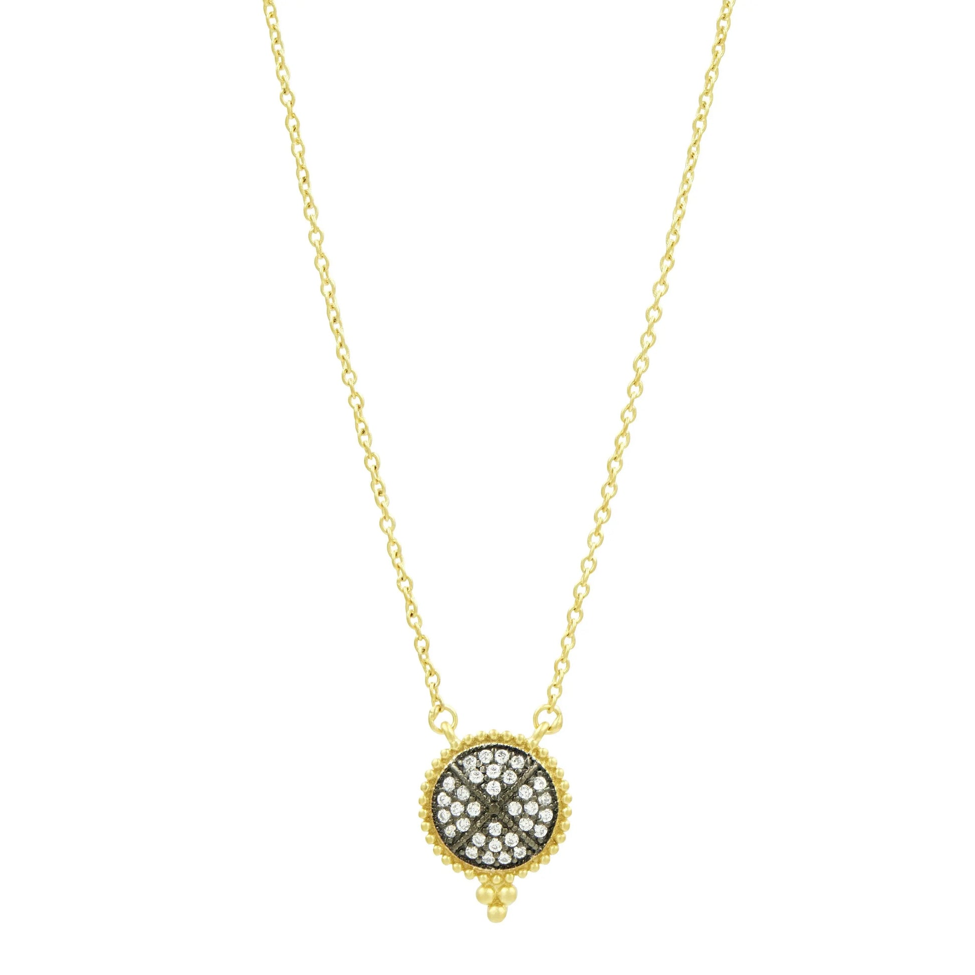 GoldBlack Signature Pavé Disc Pendant Necklace FREIDA ROTHMAN NECKLACE