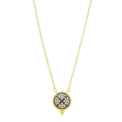 GoldBlack Signature Pavé Disc Pendant Necklace FREIDA ROTHMAN NECKLACE