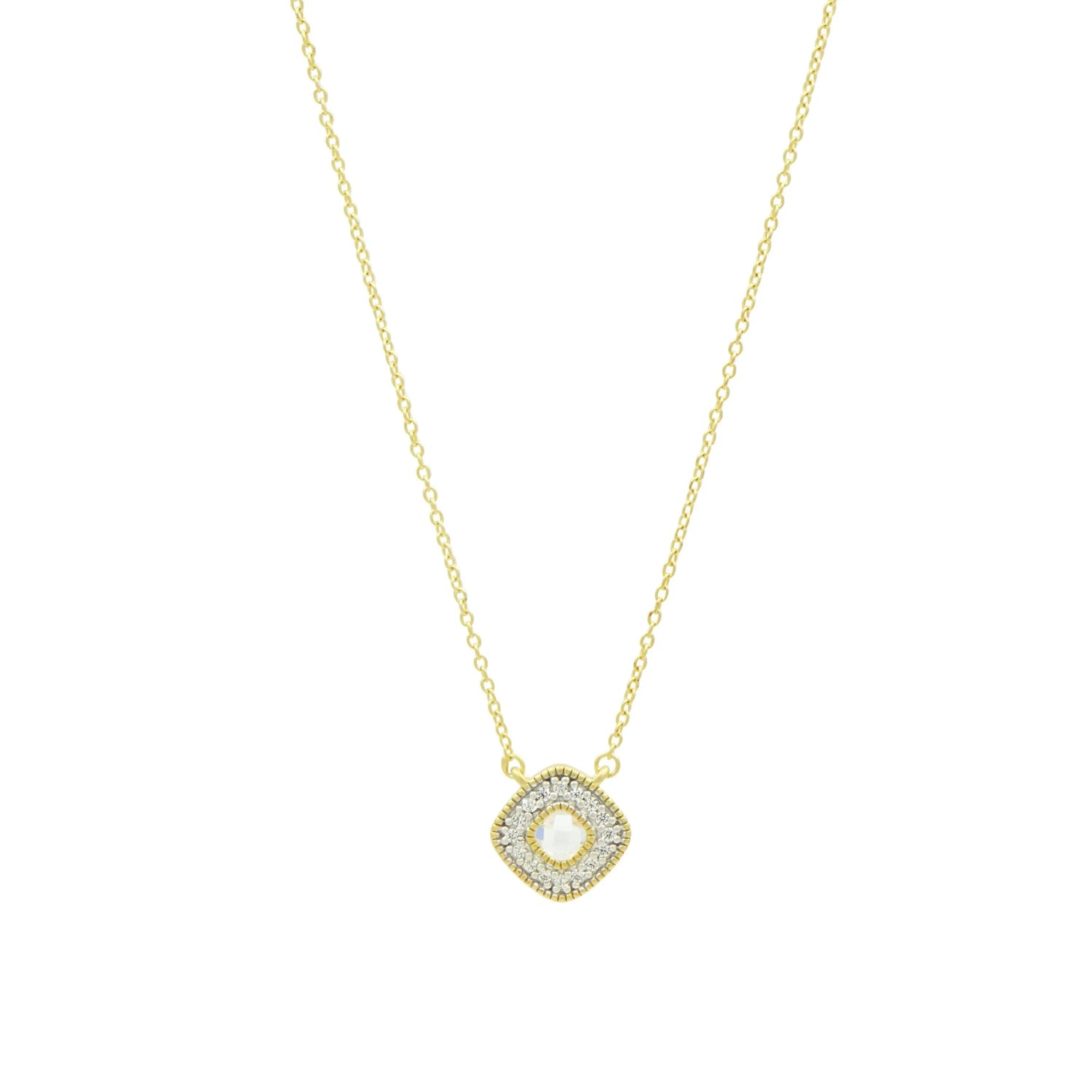 Platinumand14KGoldonSterlingSilver Single Stone Pendant Necklace FR Vault NECKLACE