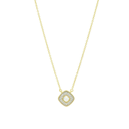 Platinumand14KGoldonSterlingSilver Single Stone Pendant Necklace FR Vault NECKLACE