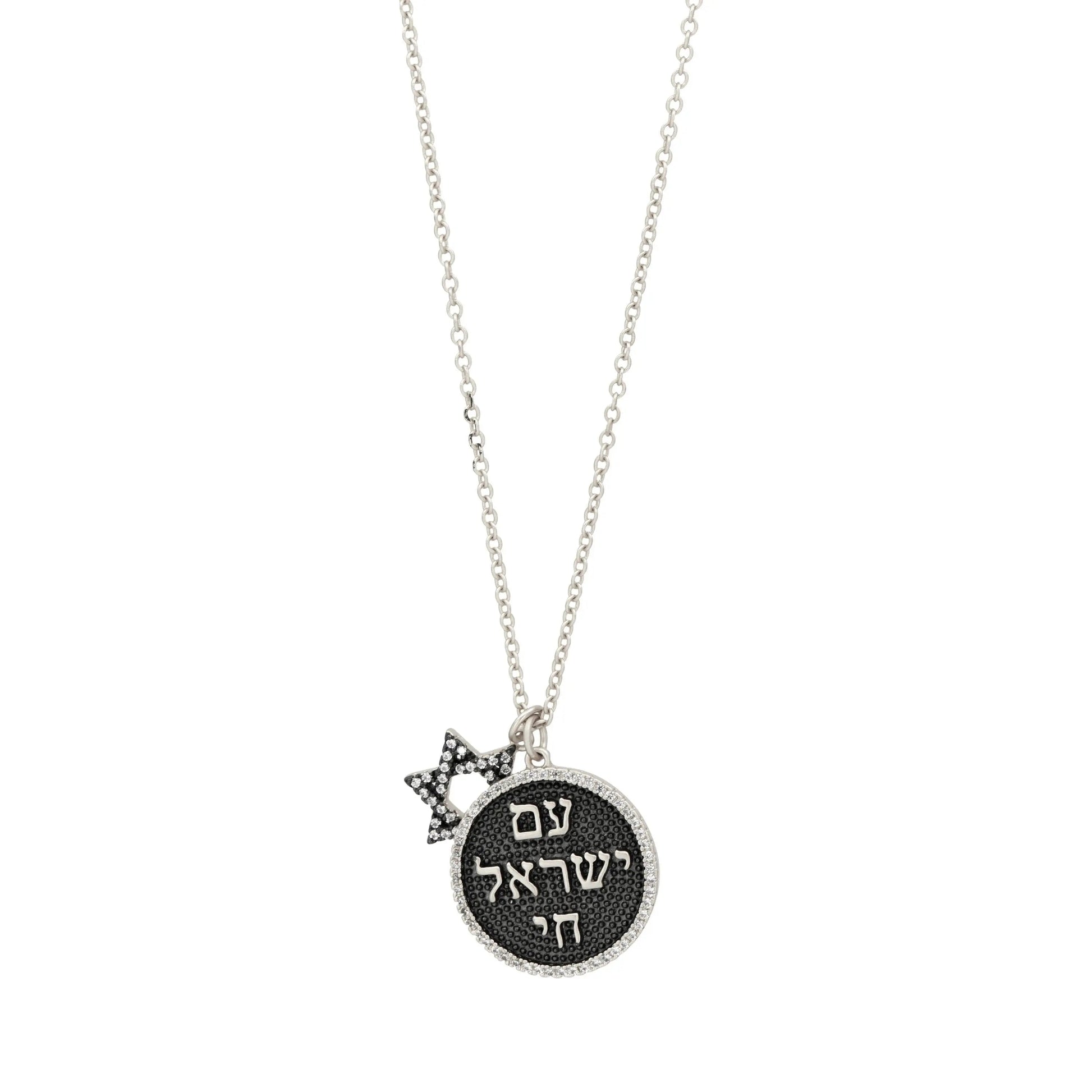 SilverandBlack Star of David Pendant Necklace FREIDA ROTHMAN NECKLACE