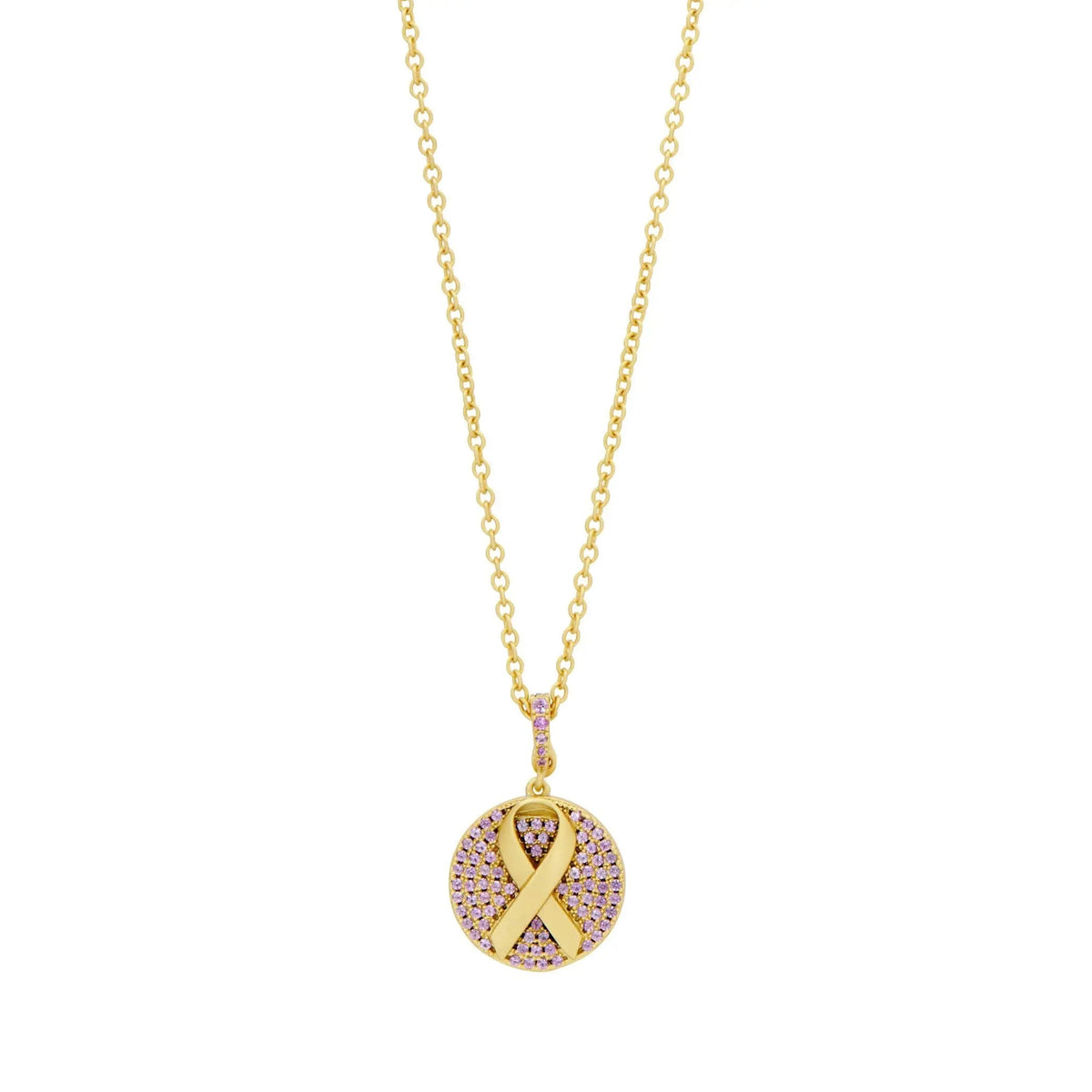 Gold Breast Cancer STRENGTH Pendant FREIDA ROTHMAN Necklaces