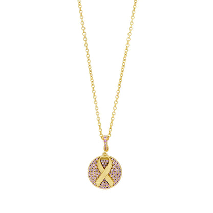 Gold Breast Cancer STRENGTH Pendant FREIDA ROTHMAN Necklaces