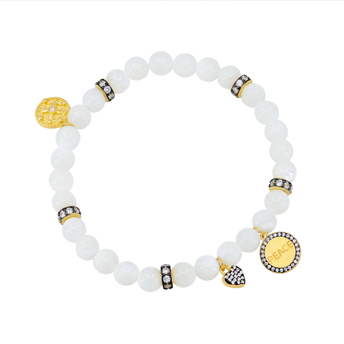 The PEACE Beaded Stretch Bracelet - FREIDA ROTHMAN