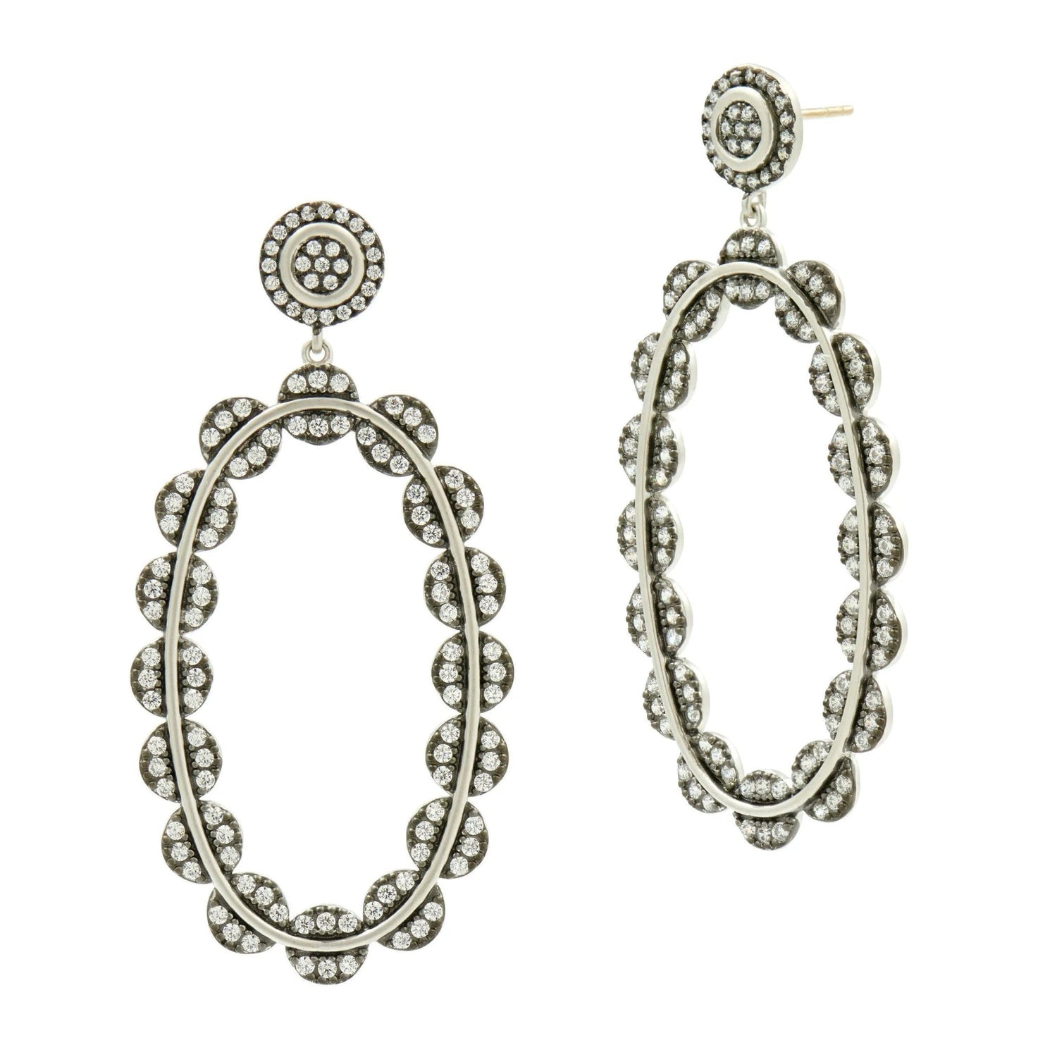Industrial Finish Large Pav̩ Oval Drops - FREIDA ROTHMAN