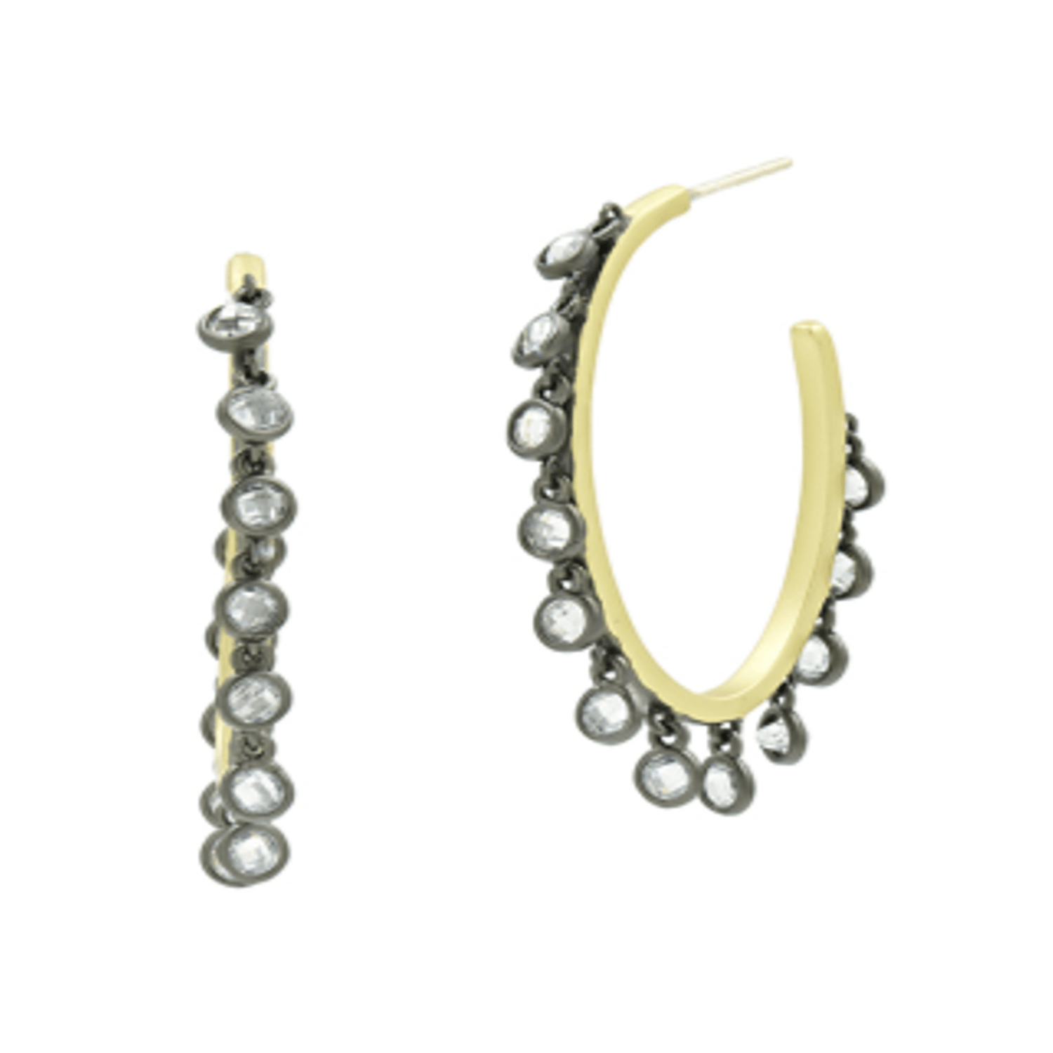 Bezel Fringe Hoop Earring - FREIDA ROTHMAN