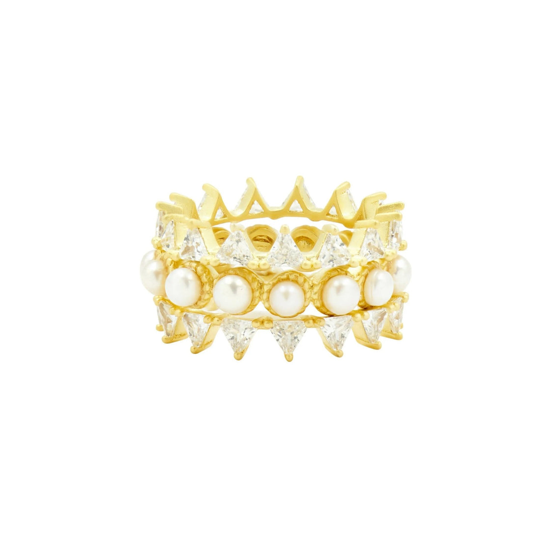 3 Stack Ring with Pearls - FREIDA ROTHMAN