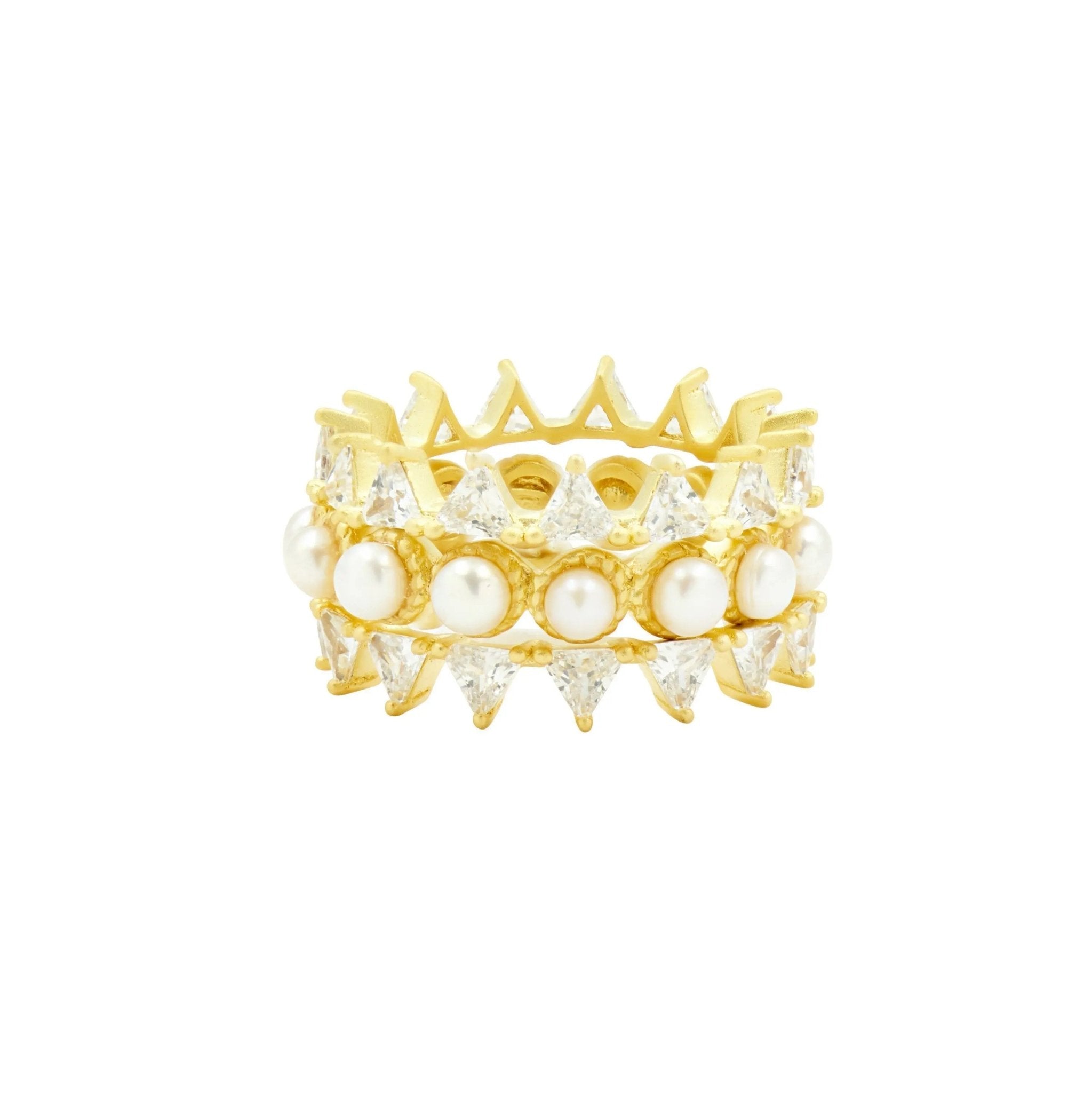 3 Stack Ring with Pearls - FREIDA ROTHMAN