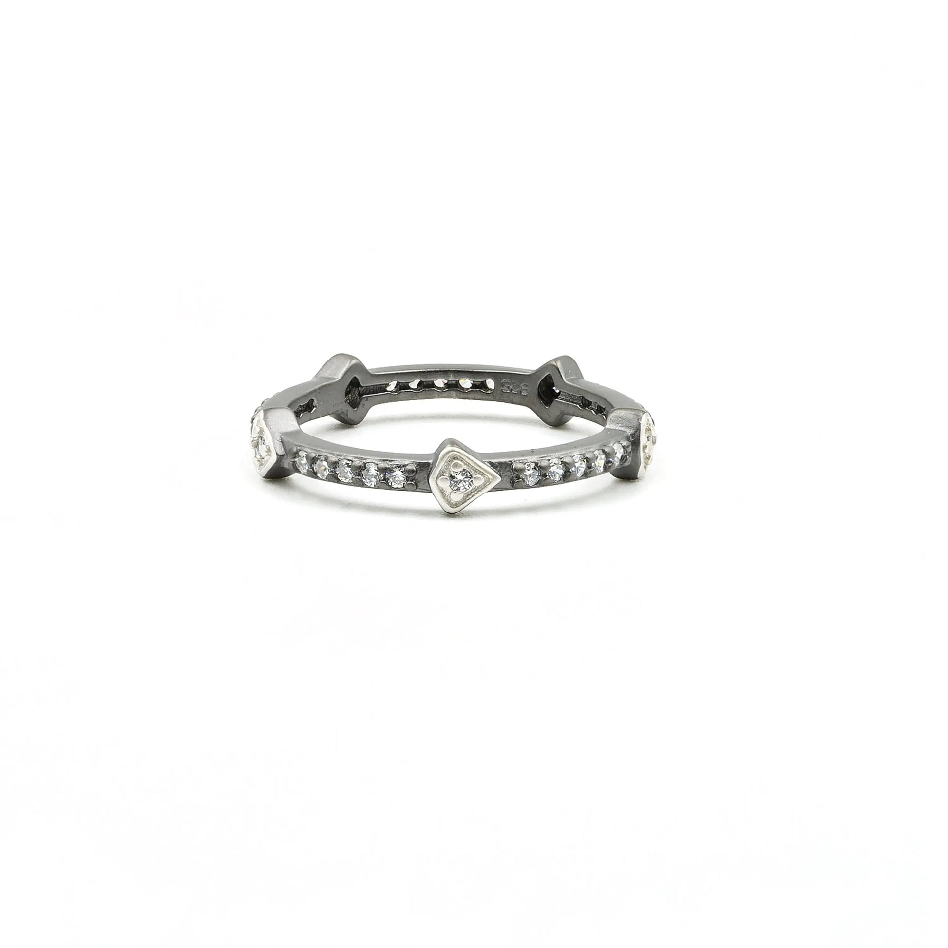 SilverBlackReverse9 Arrow Station Ring RINGS FOR STACKING RING