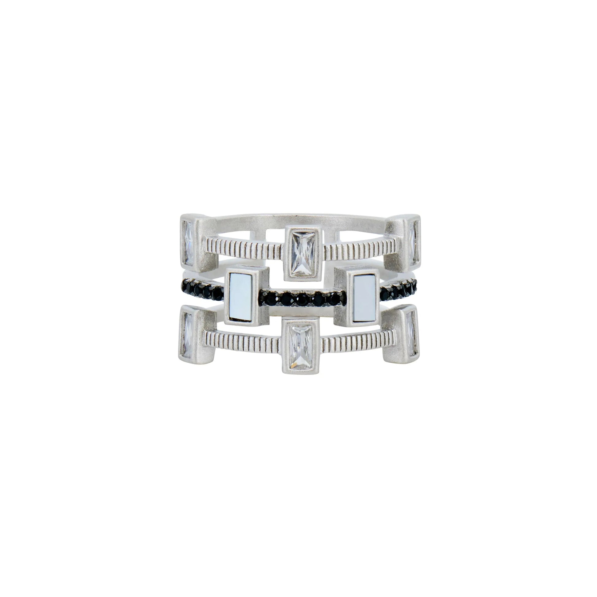 9 Cobblestone 3-Stack Ring Industrial Finish RING