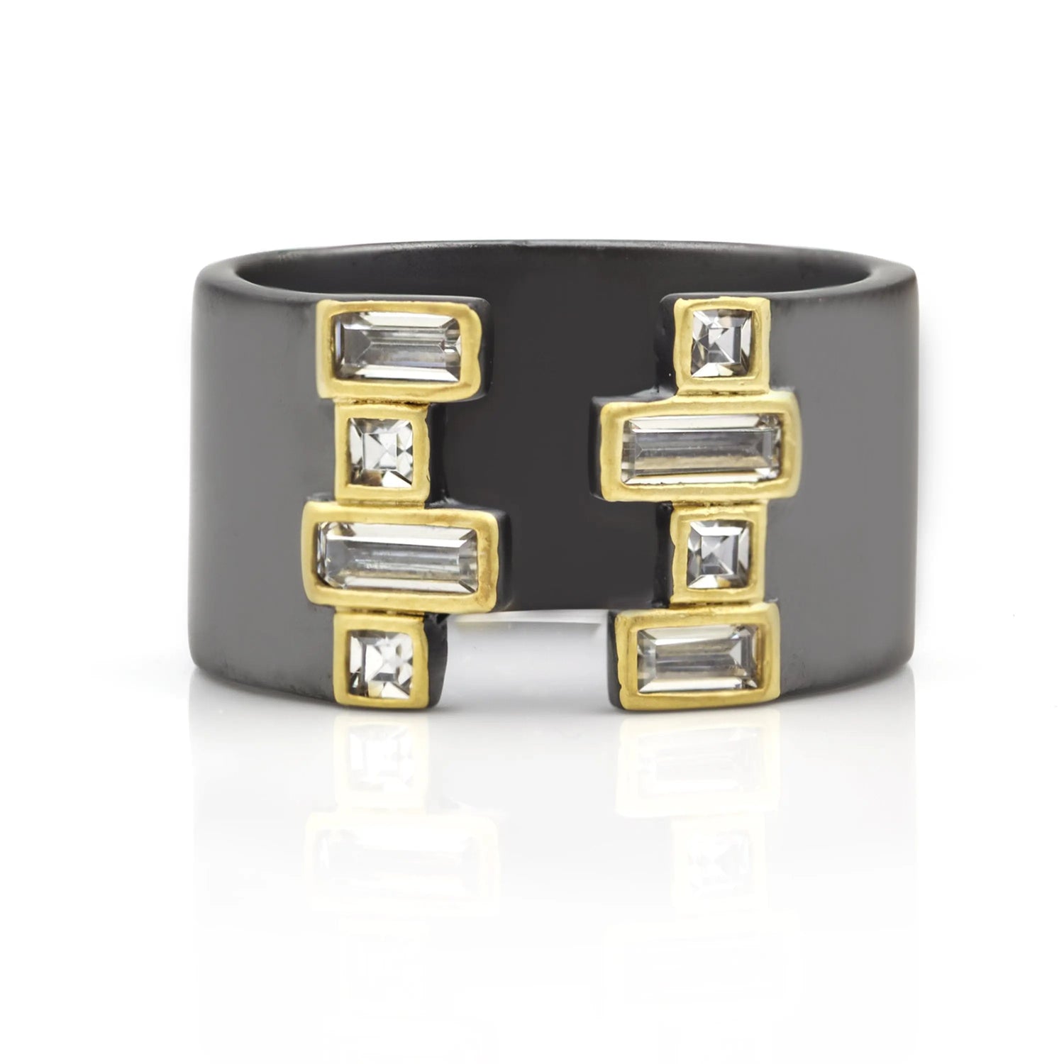 9 FREIDA ROTHMAN Black Signature Cuff Wide Band Ring FREIDA ROTHMAN RING