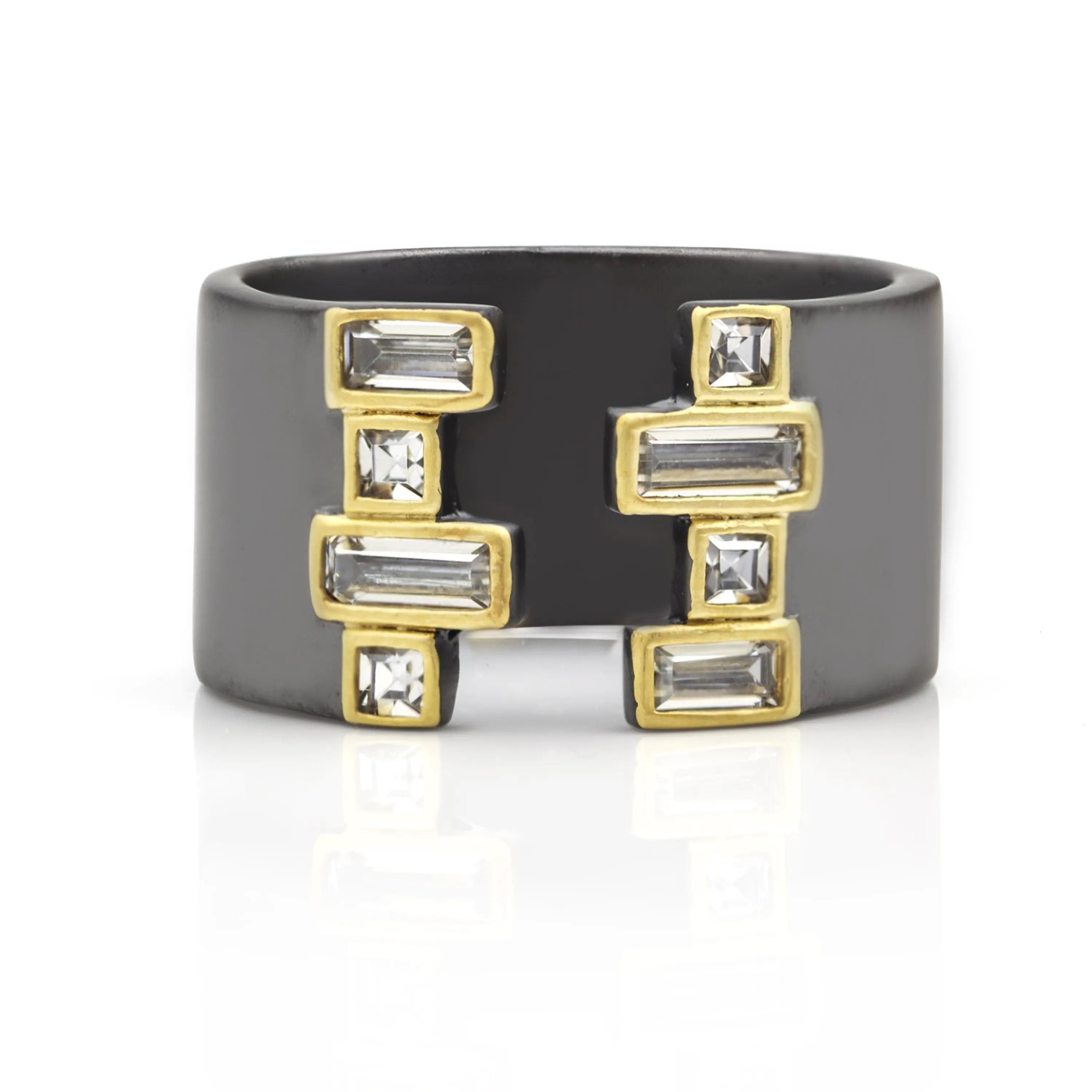 9 FREIDA ROTHMAN Black Signature Cuff Wide Band Ring FREIDA ROTHMAN RING
