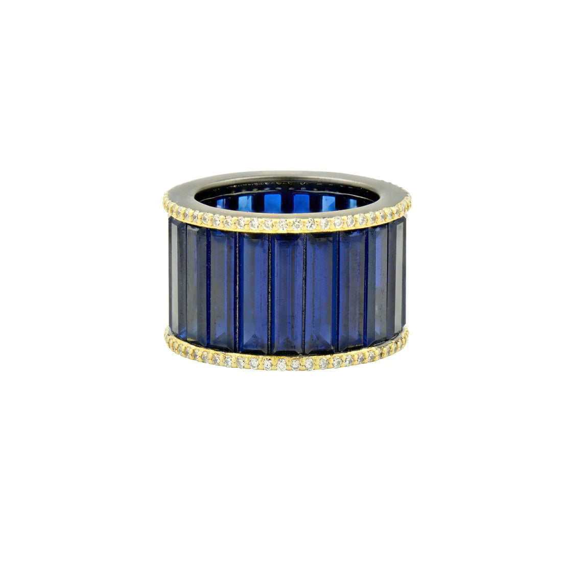 Matte8GoldBlack FREIDA ROTHMAN Midnight Blue Baguette Cigar Band Midnight RING