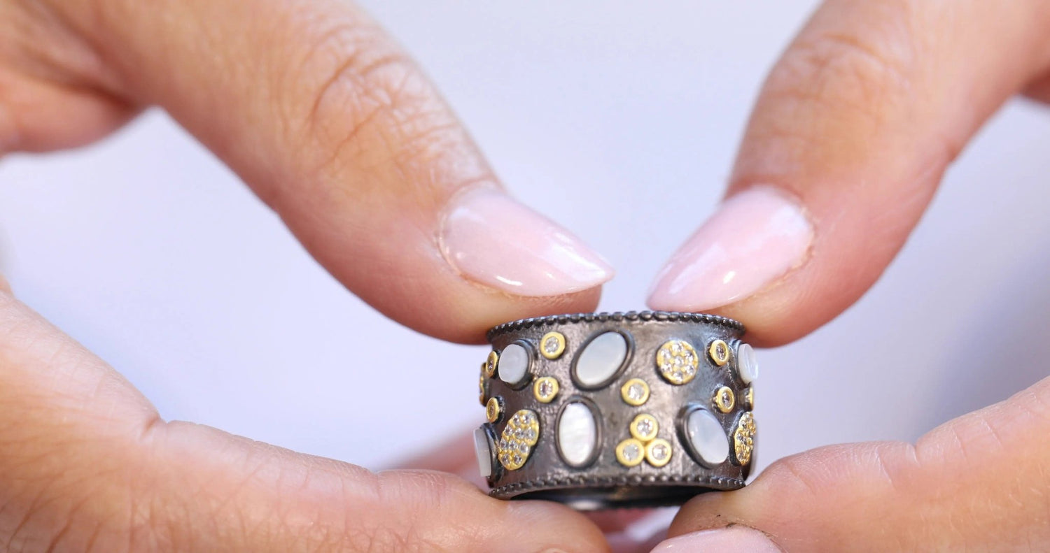 Imperial Multi - stone Wide Band Ring - FREIDA ROTHMAN