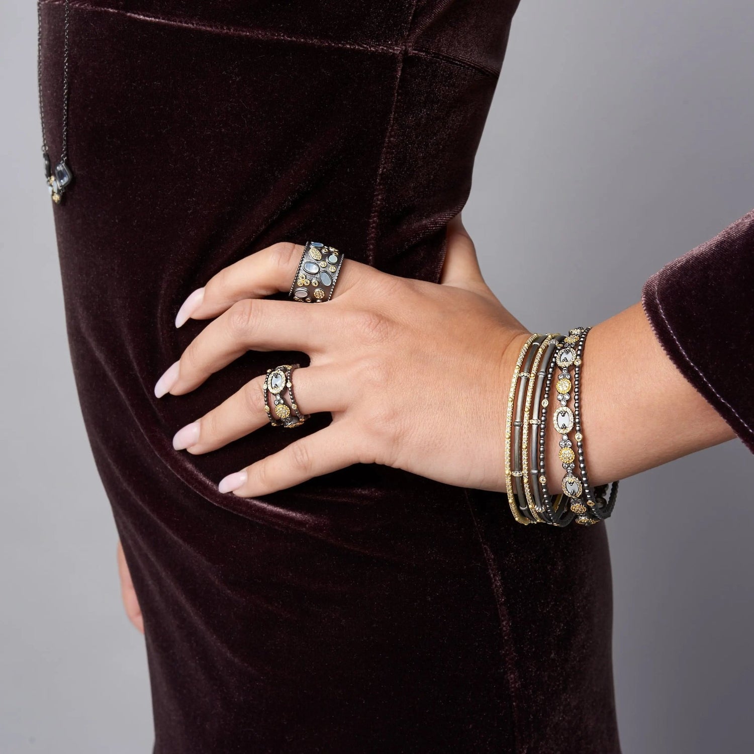 Imperial Multi - stone Wide Band Ring - FREIDA ROTHMAN