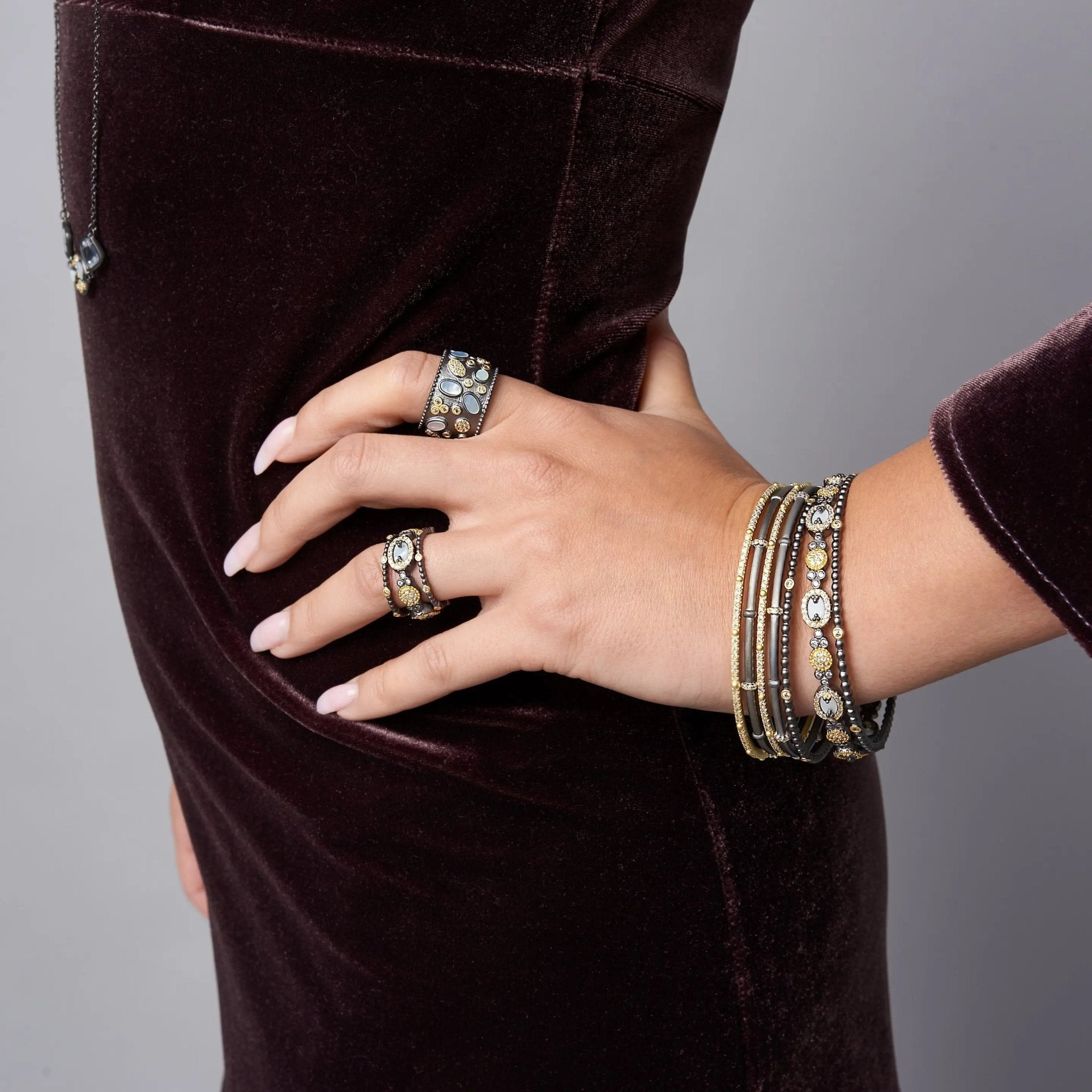 Imperial Multi - stone Wide Band Ring - FREIDA ROTHMAN