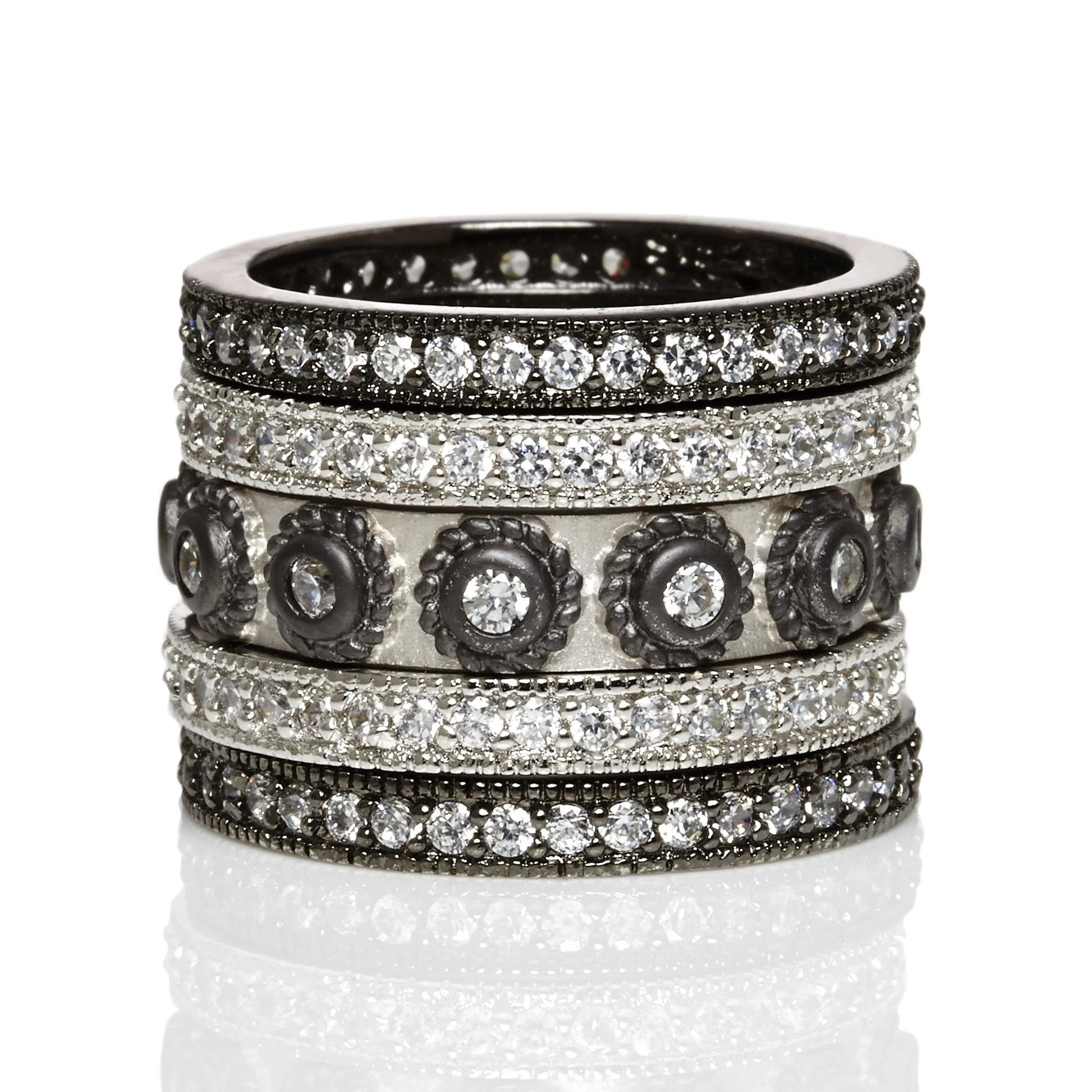 Studded 5-Stack  Rings - FREIDA ROTHMAN