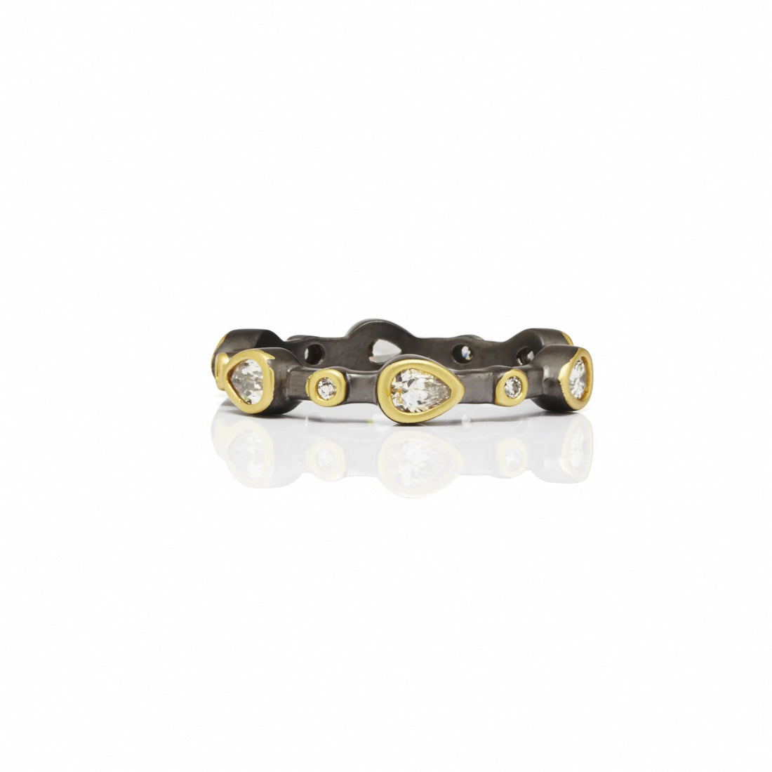 GoldBlackReverse9 Teardrop Band Ring FREIDA ROTHMAN RING