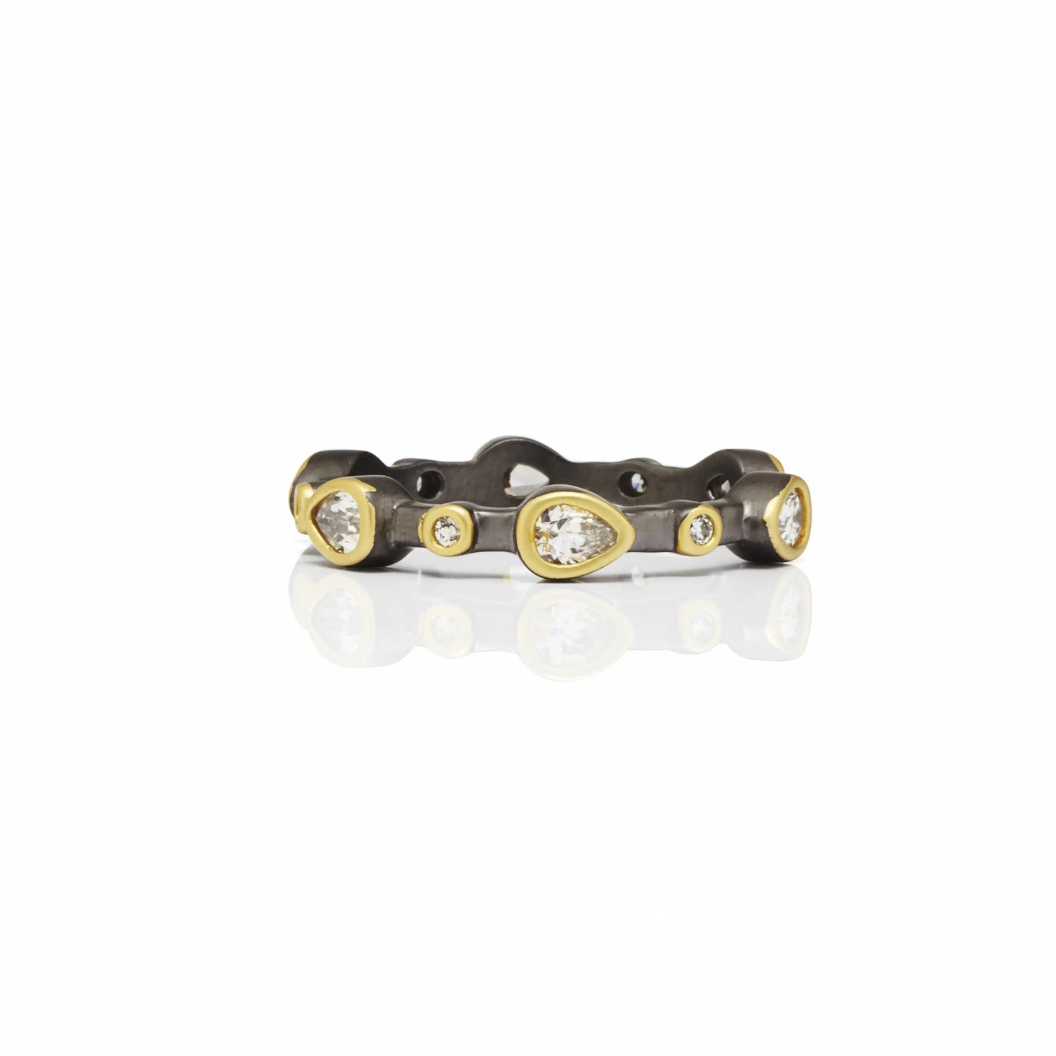 GoldBlackReverse9 Teardrop Band Ring FREIDA ROTHMAN RING