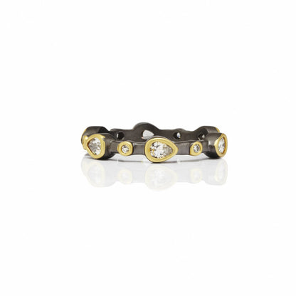 GoldBlackReverse9 Teardrop Band Ring FREIDA ROTHMAN RING