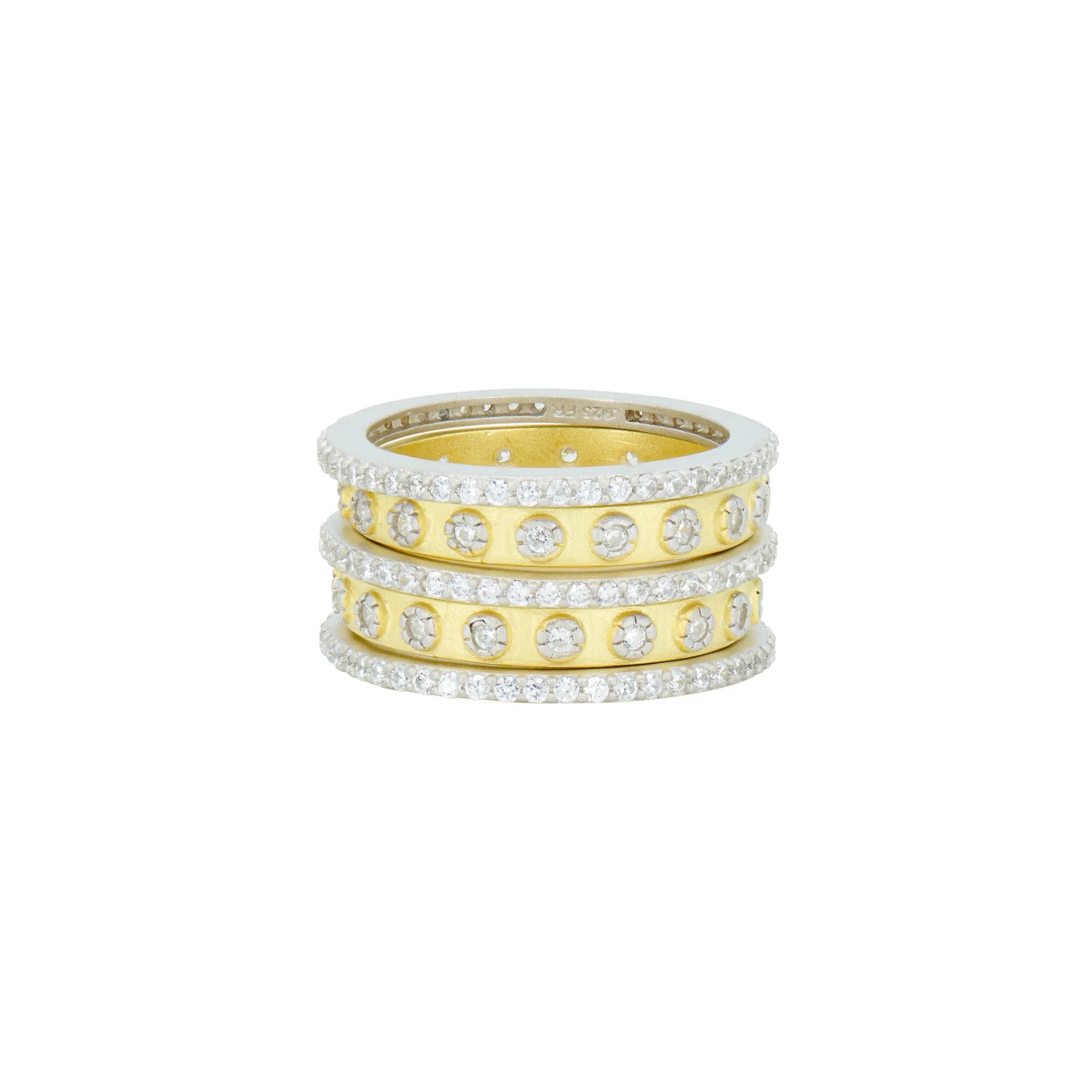 14KGoldSilver11 Two Tone 5-Stack Ring Signature RING