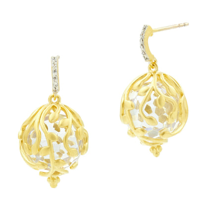 14KGoldandPlatinumonSterlingSilver Textured Ball Drop Earrings FR Vault 