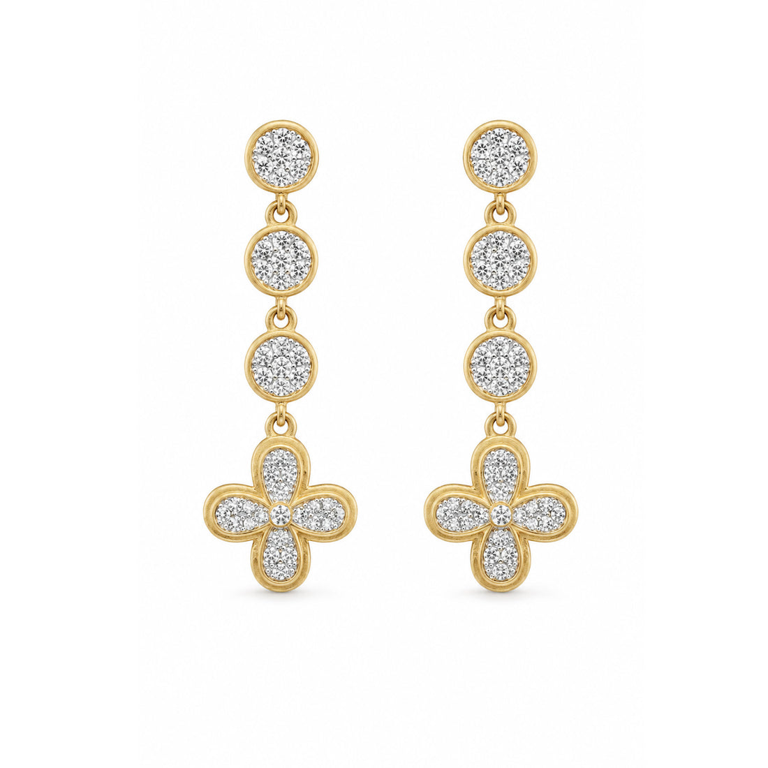 Pavé Clover Drop Earrings