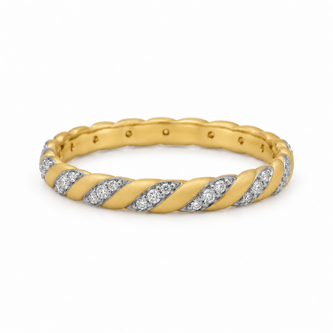 Industrial Finish Pavé Twist Band Ring