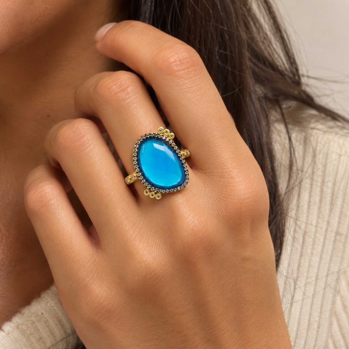Baroque Blues Stone Cocktail Ring