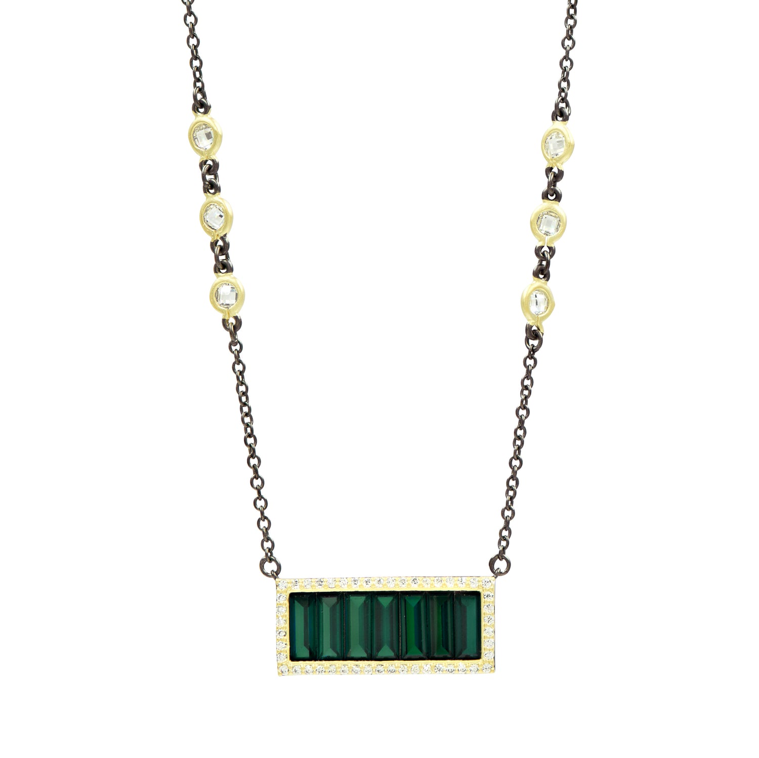 FREIDA ROTHMAN Midnight Baguette Bar Pendant Necklace