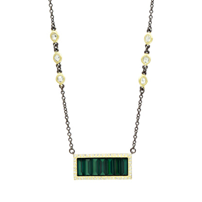 FREIDA ROTHMAN Midnight Baguette Bar Pendant Necklace