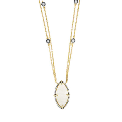 Marquise Mother of Pearl Station Necklace