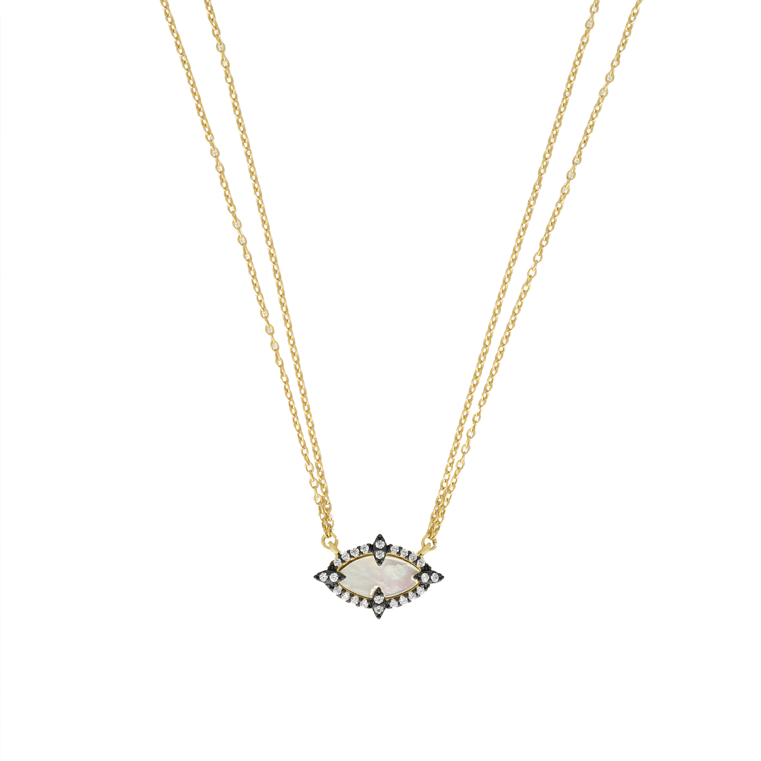 East West Marquise Double Chain Pendant