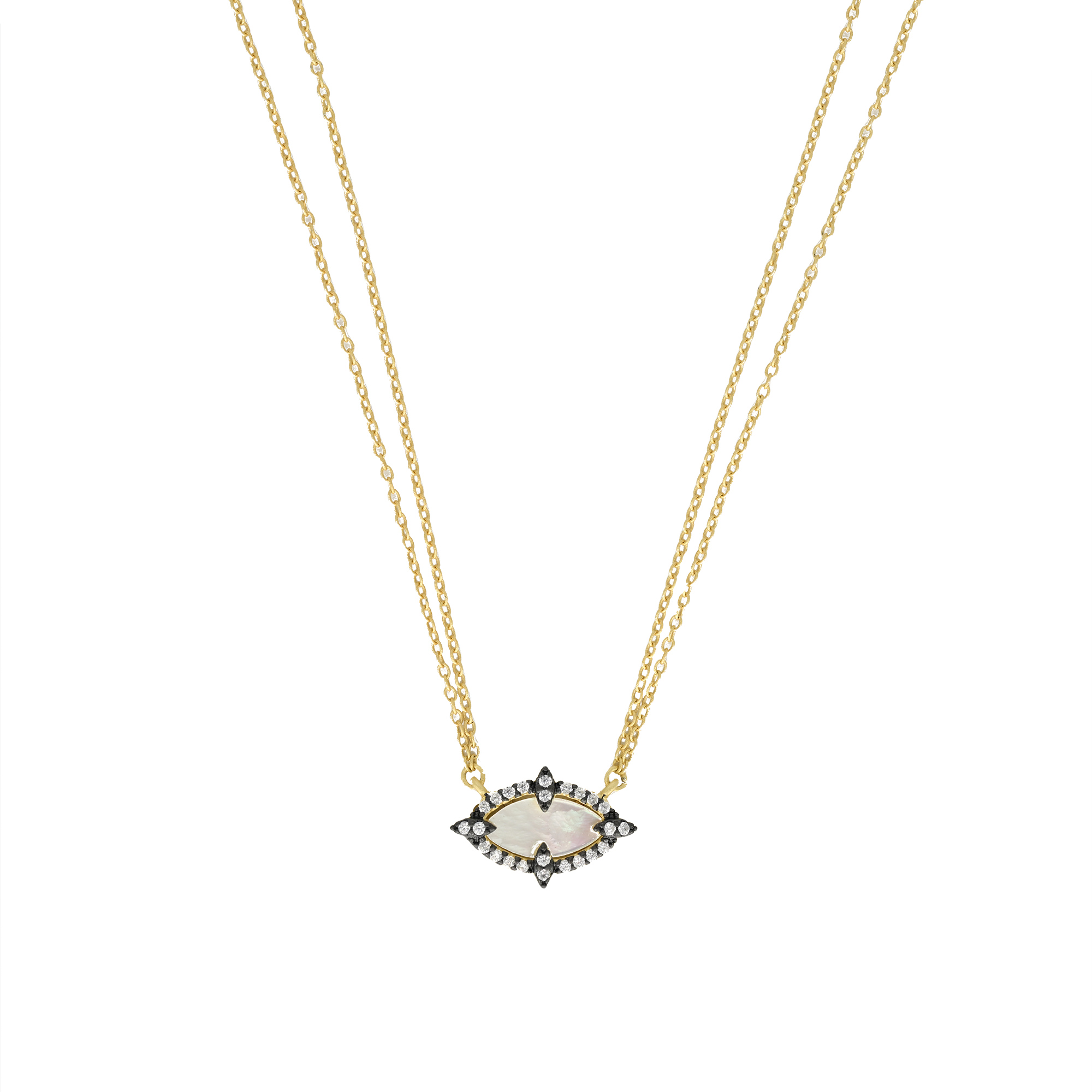 East West Marquise Double Chain Pendant