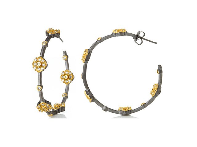 Signature Floral Station Hoop Earrings - FREIDA ROTHMAN