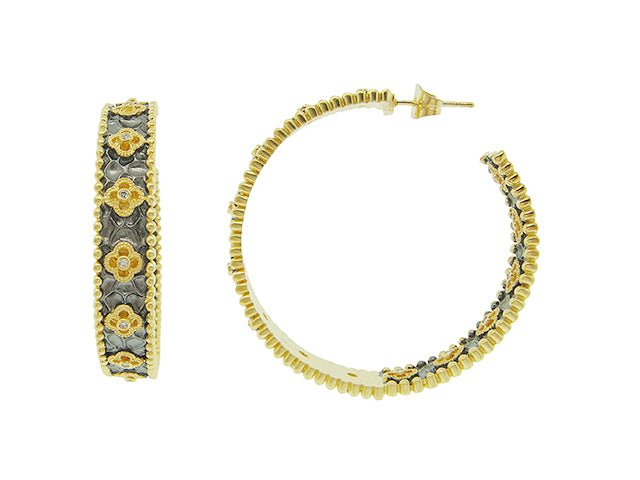 Signature Beaded Edge Clover Eternity Hoop - FREIDA ROTHMAN