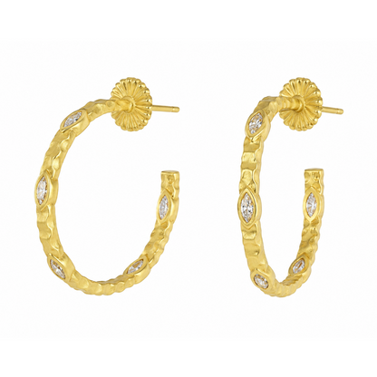 Exclusive Marquise Textured Hoop Earrings