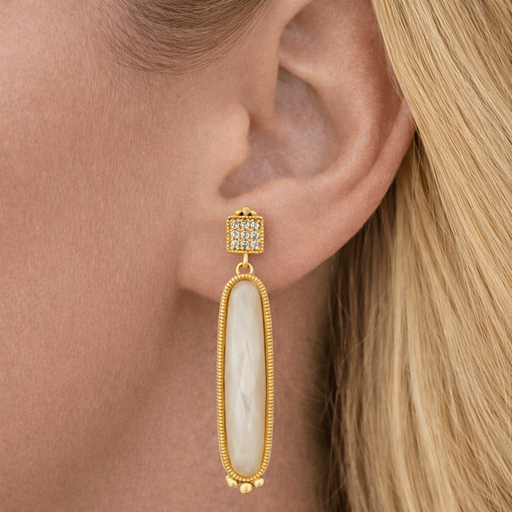 Amazonian Allure Mother of Pearl Drop Earrings - FREIDA ROTHMAN