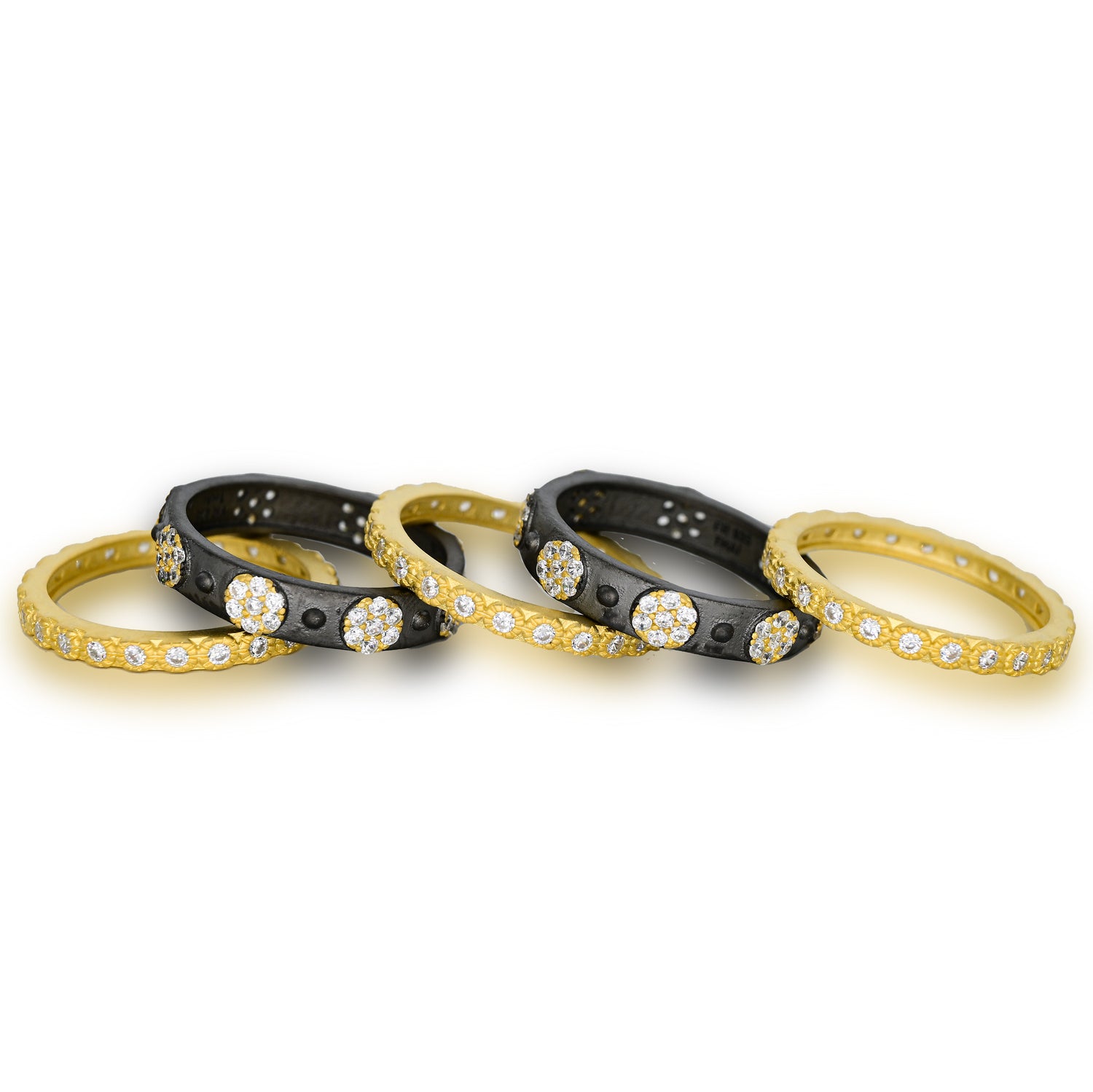 Pavé Medallion 5-Ring Stack