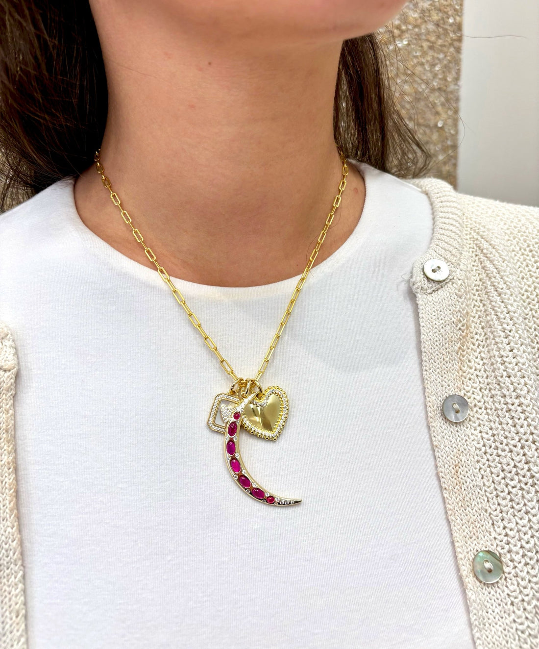 The Crimson Moon Charm Necklace - FREIDA ROTHMAN