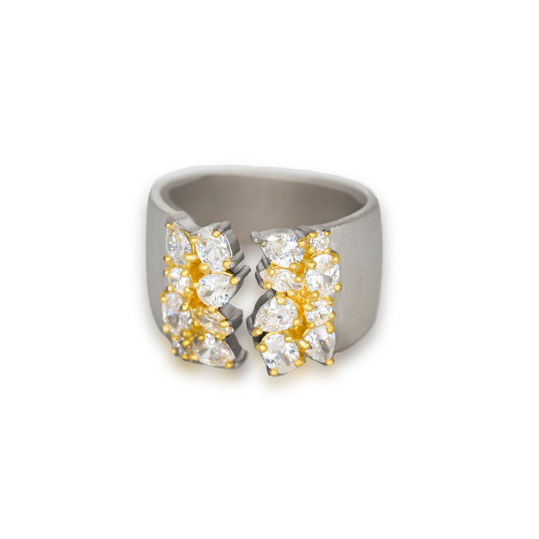 City Petals Hammered Wide Cuff Ring