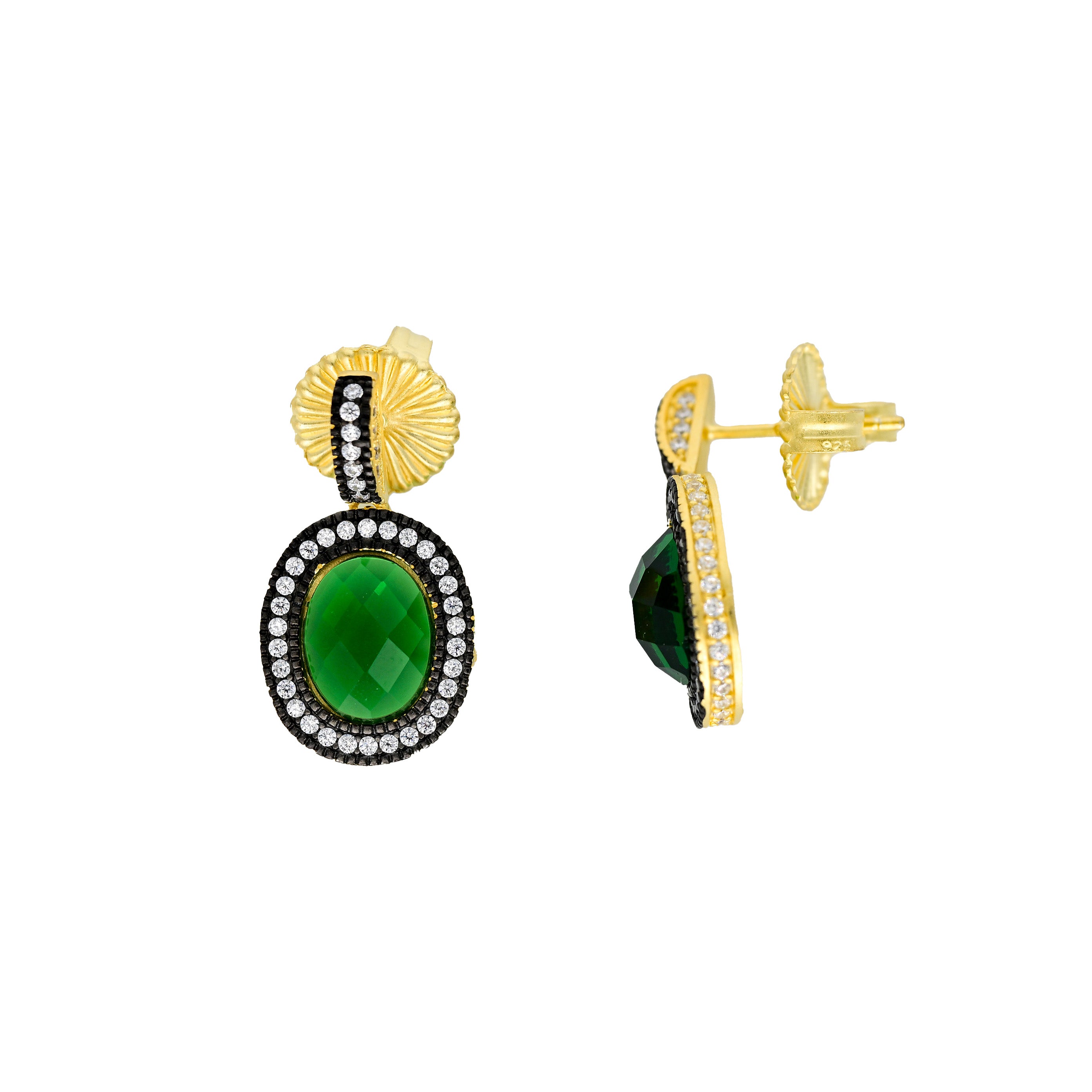 Pavé Oval Drop Earrings