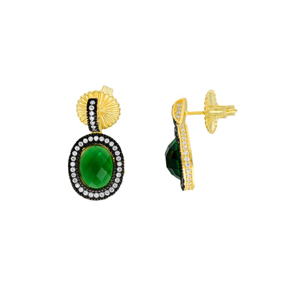 Pavé Oval Drop Earrings