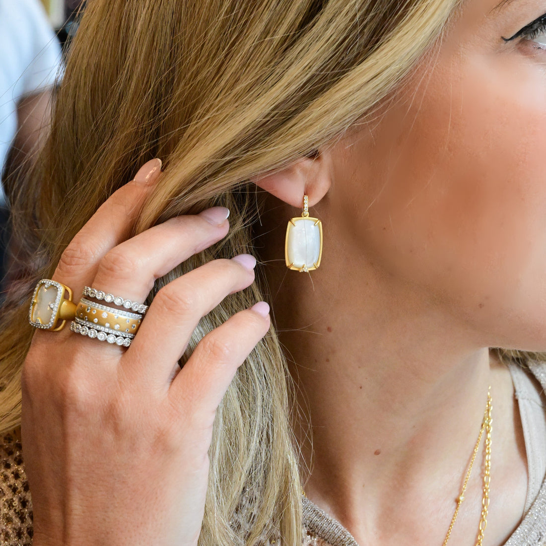 Sculpted Frame Drop Earrings